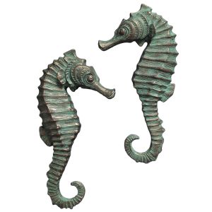 Set Of 2 Seahorse Wall Art Garnish Bronze Finish - 61cm