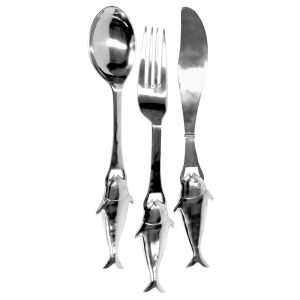 Aluminium Fish Handle Spoon, Fork & Knife - Set Of 3