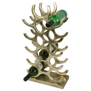 15 Bottle Wine Rack - Cast Aluminium - Anodized Antique Brass Industrial Finish 55.5cm