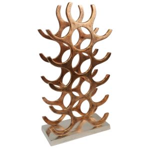 Cast Aluminium Wine Rack Stand 55.5cm - Holds 15 - Anodized Antique Copper Industrial Finish