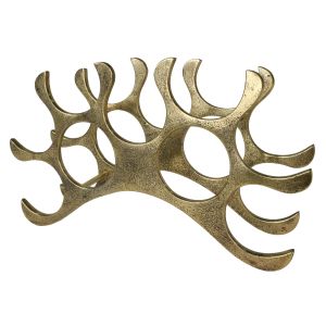 42cm Cast Aluminium Wine Rack - Holds 9 Bottles - Anodized Antique Brass Industrial Finish