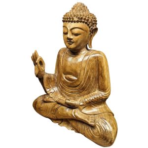 Wooden Meditating Buddha Statue 40cm - Polished Finish