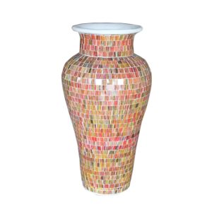 Mosaic Glass & Terracotta Vase - 100cm Tall - 31cm Dia.