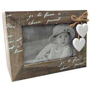 20cm Wooded Heart Photo Box