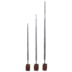 Aluminium Set of 3 Spires on Shesham Bases 91.5cm