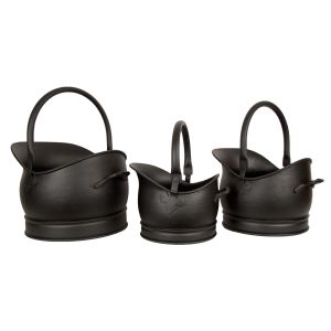 Set Of 3 Classic Scuttles - Black Finish 45cm