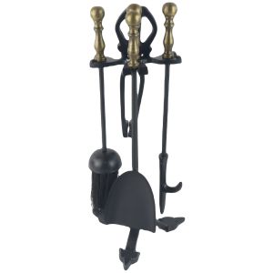 Companion Set - Black, Antique Brass 42cm