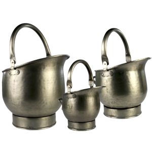 Set of 3 Coal Scuttles Antique Pewter Finish  44cm 