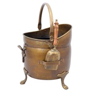 Coal Bucket With Shovel - Antique Brass 57cm