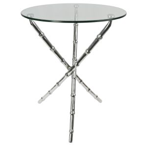 Aluminium Bamboo Table Glass Top 64.2cm