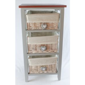 3 Basket Chest with hearts 69cm