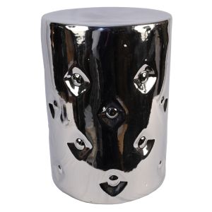 Ceramic Button Stool - Silver 44.5cm