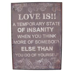 Metal Plaque 'Love Is' 36cm