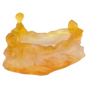 Crystal Glass Amber 3 Ladies Bowl 24.4cm