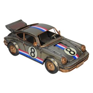 Vintage Racing Car - Polished Metal - 20cm