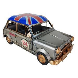 Nostalgic 60's Polished Metal Rally Car - 21cm