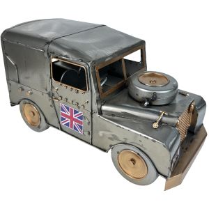 Union Jack  Polished Metal Off-Roader 4X4  - 28cm