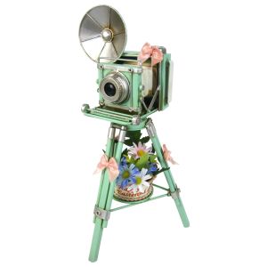 Vintage Camera Tripod Floral Décor - 34cm