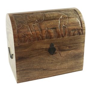 40.5cm Mango Wood Elephant Design Wine Box (Holds 6)