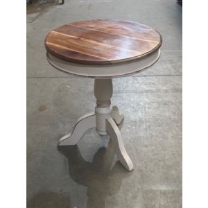 Acacia Lisbon Shabby Chic Round Table White With Polished Top 61cm***EX-DISPLAY***
